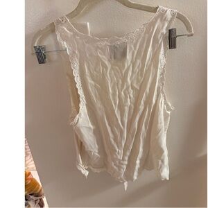 Elegant White Lace Trim Tank Top